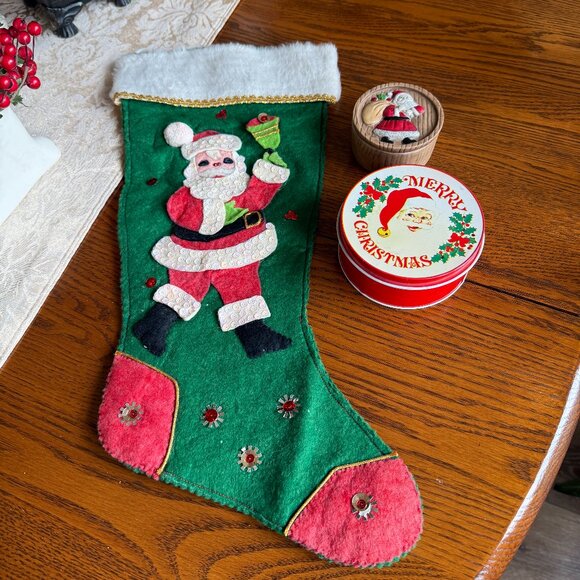 Vintage Santa, Coaster set, Stocking, Porcelain Santa Candle - Picture 4 of 17